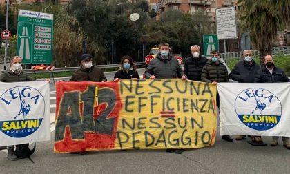 Nuova chiusura del casello di Chiavari, ieri presidio di protesta della Lega