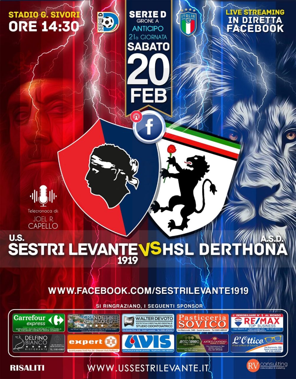 Serie D, anticipo al sabato per il Sestri Levante