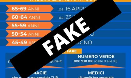 Regione Liguria: "Grafica Fake campagna vaccinale diffusa sui Social Media"