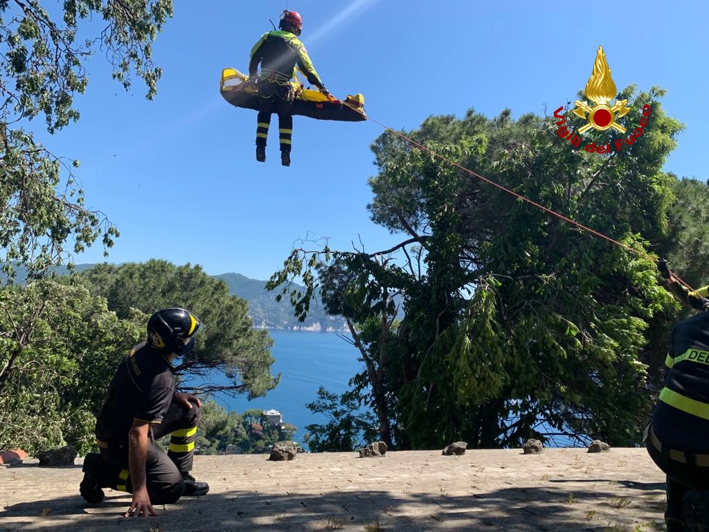 Brividi a Portofino: giardiniere vola da tre metri di altezza