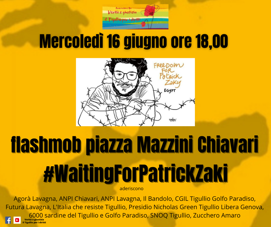 #WaitingForPatrickZaki, flash mob a Chiavari