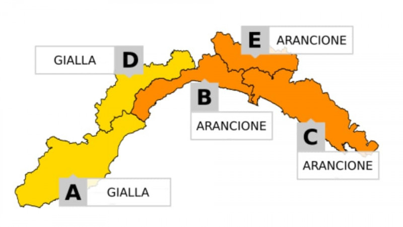 Domani allerta meteo gialla ed arancione per temporali in Liguria