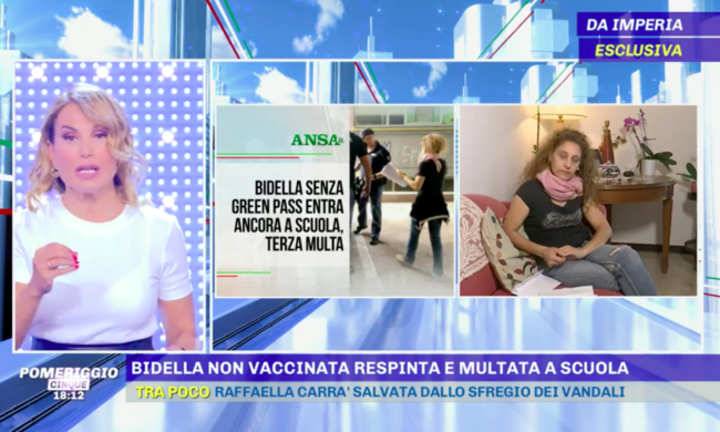 Il caso di Laura Muratore, la bidella senza green pass, finisce su “Pomeriggio 5”