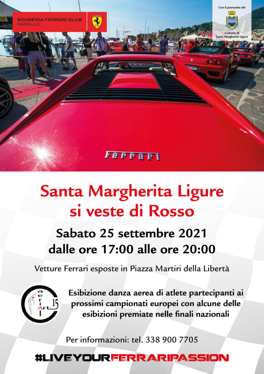 Santa Margherita: sabato esposizione di vetture Ferrari ed esibizioni di danza aerea