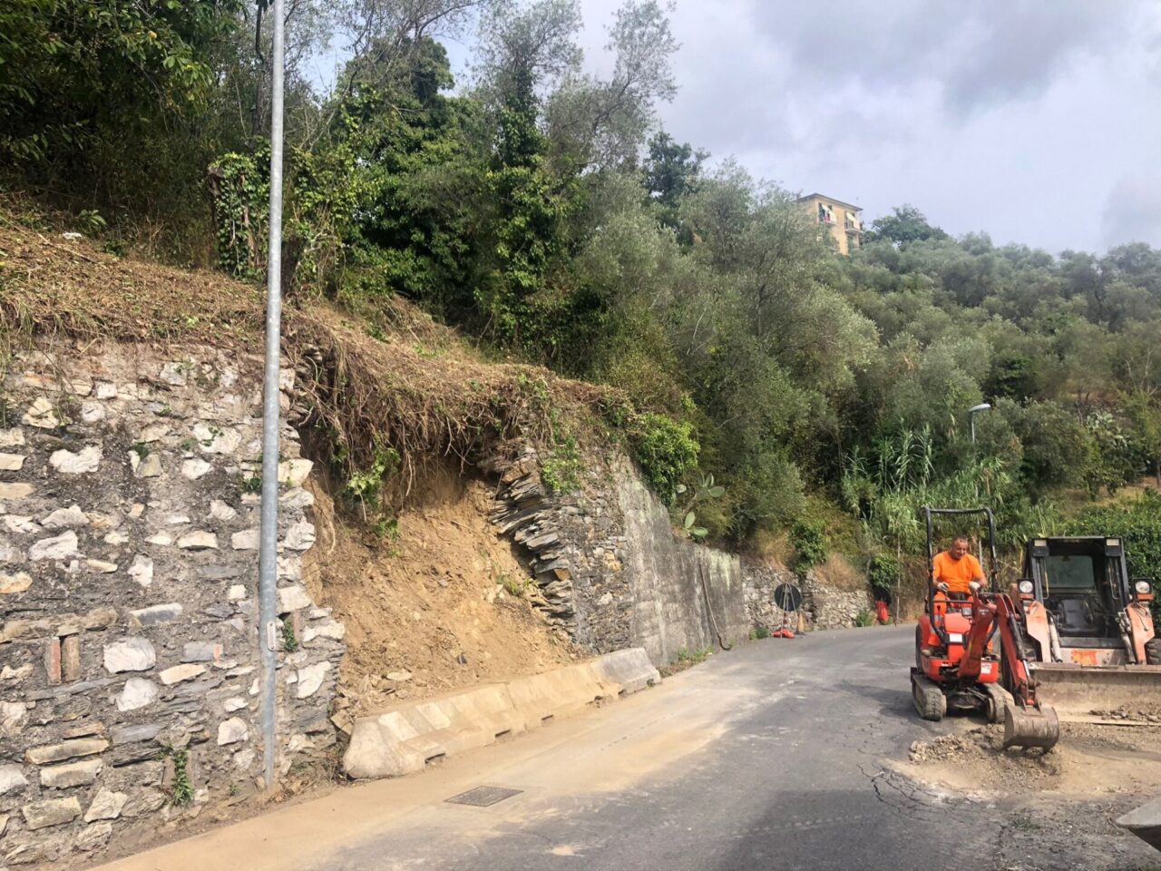 Muro crollato, lavori di ricostruzione a Maxena