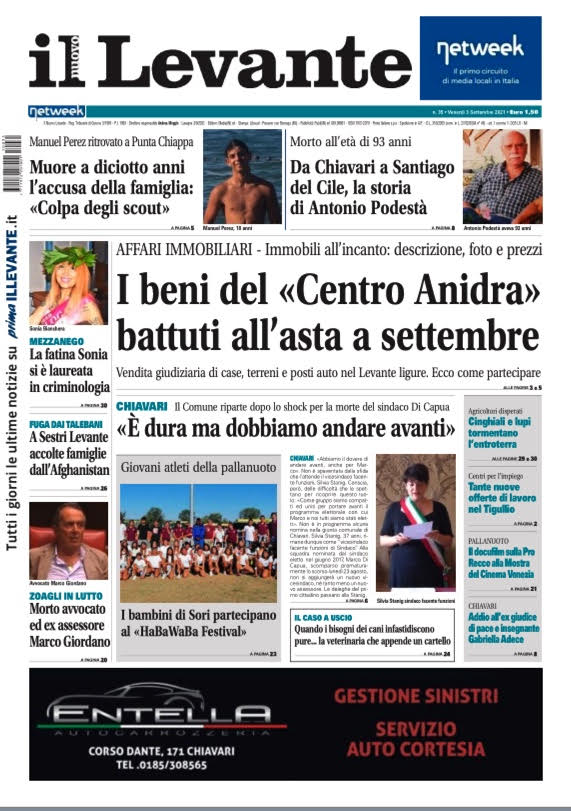 Il Nuovo Levante in edicola con inchieste, le case all’asta a settembre, esclusive e interviste