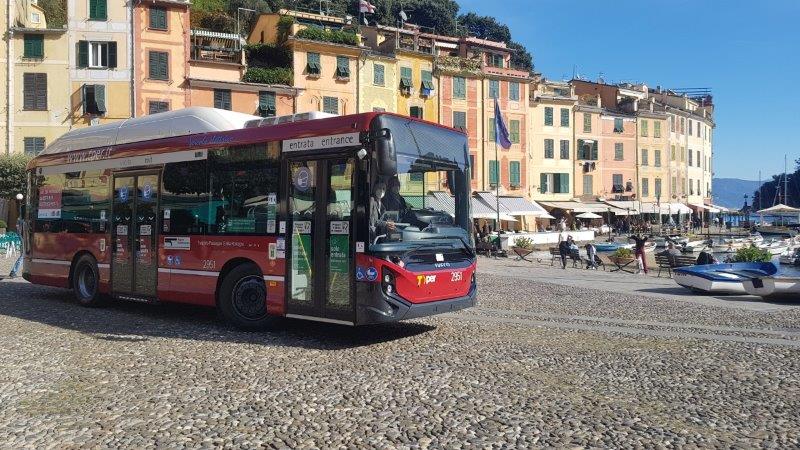 Il bus elettrico a Portofino