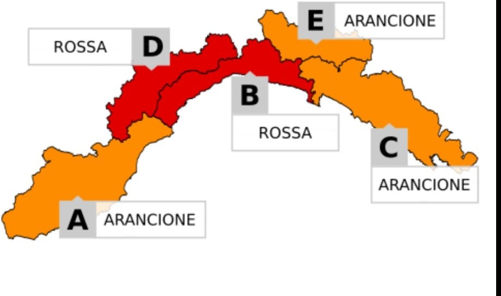 Maltempo allerta arancione e rossa nel levante genovese