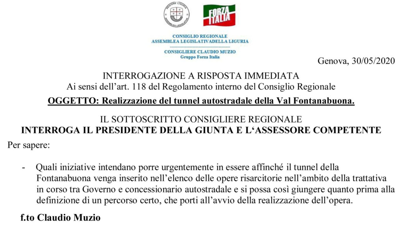 Tunnel Fontanabuona: “La strada vincente è stata quella delle opere risarcitorie”.