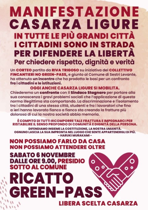 Il Collettivo No Green pass a Casarza