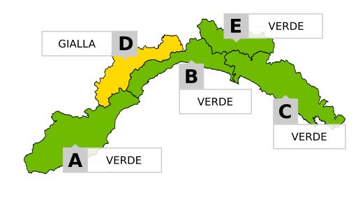 Allerta meteo gialla per neve domani sulla zona D