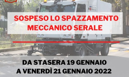 Spazzatrice ferma da stasera a venerdì 21 gennaio