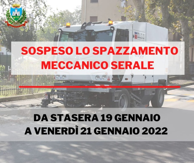 Spazzatrice ferma da stasera a venerdì 21 gennaio