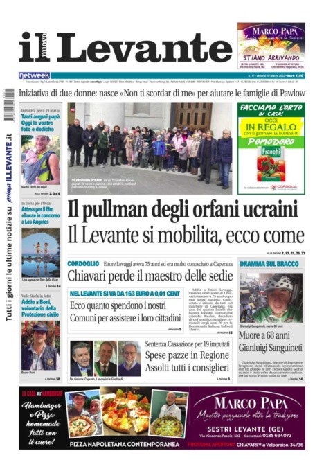 Il Nuovo Levante da oggi in edicola