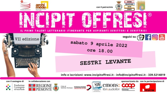 Arriva “Incipit offresi”, il primo talent per aspiranti scrittori
