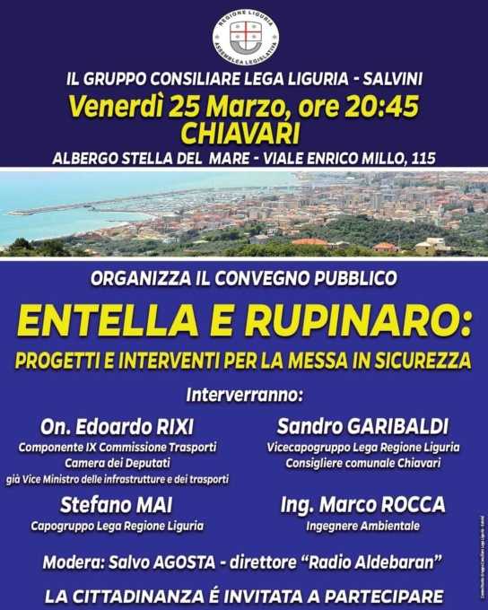 Messa in sicurezza dei rivi Entella e Rupinaro, il  convegno della  Lega