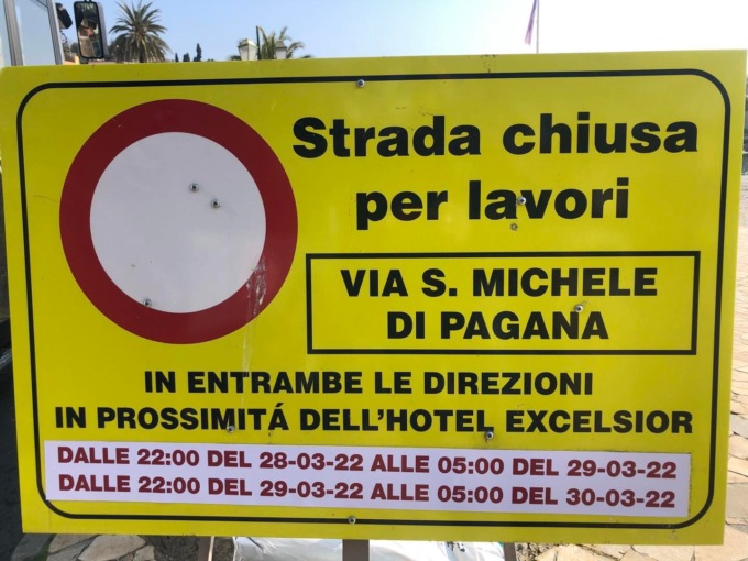 Strada chiusa per due notti tra Santa Margherita Ligure e Rapallo