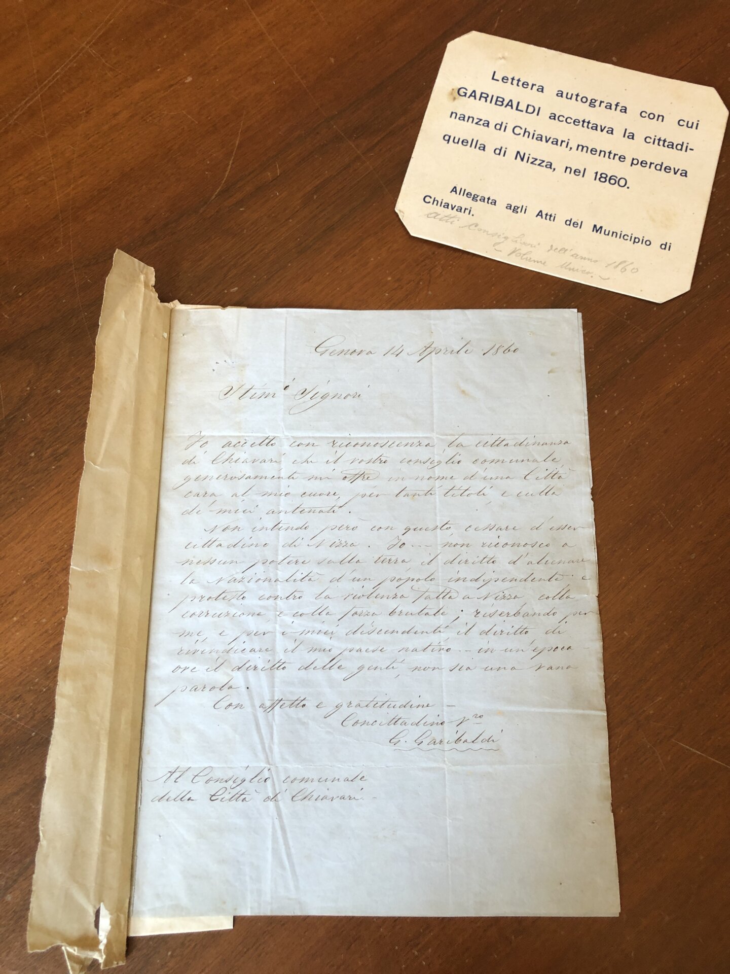 lettera di Garibaldi