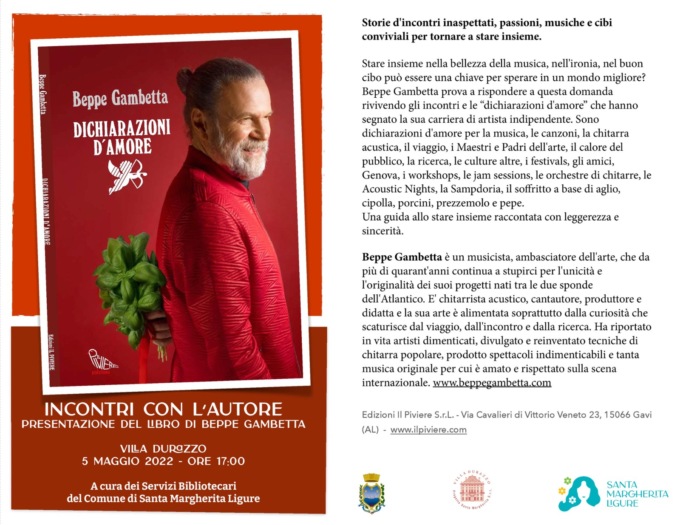 Beppe Gambetta presenta il suo libro “Dichiarazioni d’amore