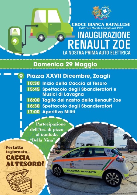 Festa a Zoagli per la prima automedica elettrica della Croce Bianca Rapallese