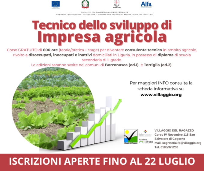Sviluppo impresa agricola, corsi aperti fino al 22 luglio