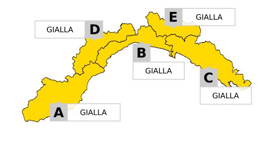 Allerta gialla per temporali su tutta la Regione