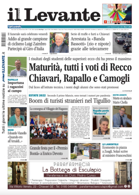 Il Nuovo Levante da oggi in edicola con inchieste, esclusive e interviste