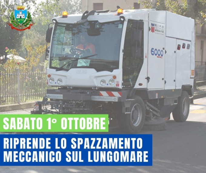 Riparte domani la spazzatrice sul lungomare