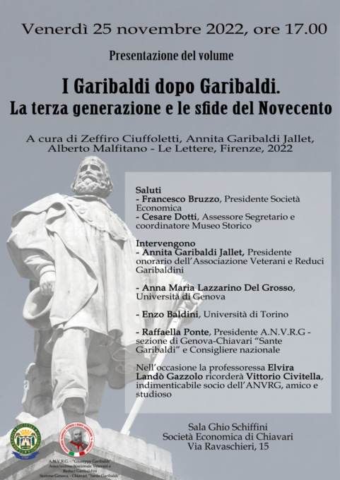 La pronipote dell’Eroe dei due mondi sarà a Chiavari