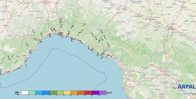 Maltempo in Liguria, tra piogge diffuse e forti raffiche di vento