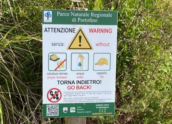 Parco di Portofino, posizionati cartelli sul sentiero Batterie-San Fruttuoso