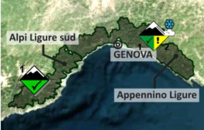 Arpal, emessa la prima allerta valanghe: oggi domenica 22 gennaio gialla per il settore Appennino ligure