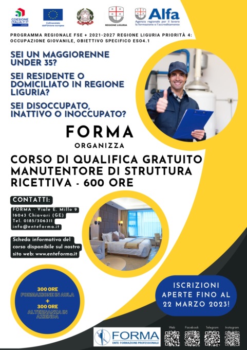 Ente Forma propone un corso gratuito per manutentore di struttura ricettiva