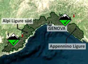 Allerta gialla per valanghe su entrambi i sottosettori liguri
