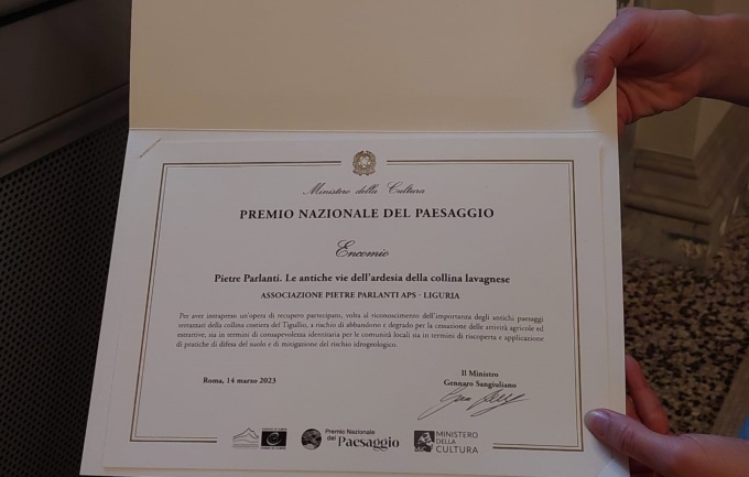 Premio Nazionale del Paesaggio, encomio per Pietre Parlanti