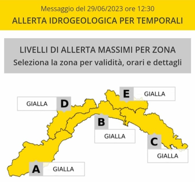 Allerta gialla per temporali su tutta la regione