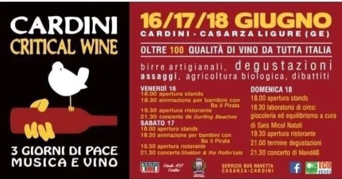 Cardini Critical Wine, vino e buon cibo fino a domenica 18 giugno