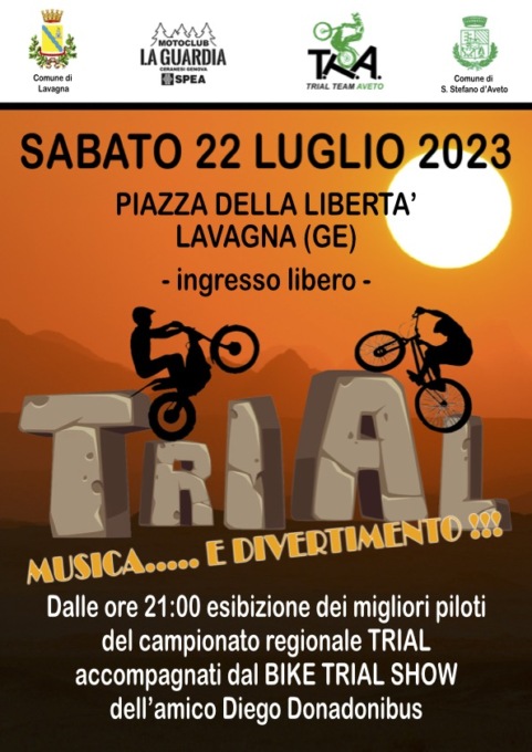 Lavagna, sabato 22 luglio è Trial