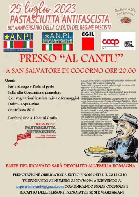 “Pastasciutta antifascista” a San Salvatore di Cogorno