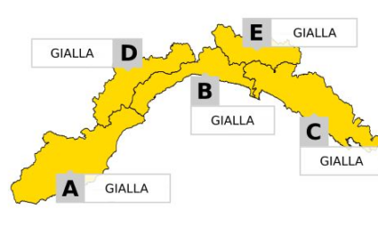 In corso l'allerta gialla per temporali su tutta la Liguria