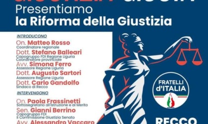 Giustizia giusta, il convegno di Fratelli d'Italia a Recco