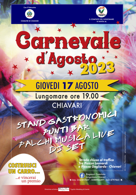 Chiavari, giovedì 17 torna il Carnevale d’agosto in passeggiata