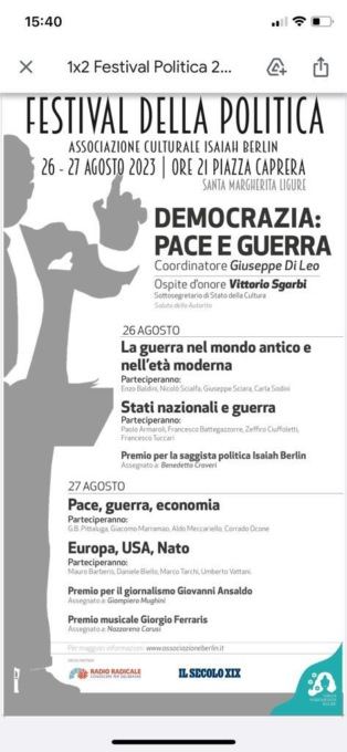 A Santa Margherita c’è il Festival della Politica in Piazza Caprera