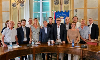 Camogli, il presidente Toti e l'assessore Giampedrone in visita al Teatro Sociale