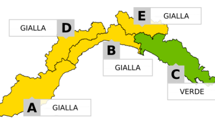 Allerta gialla per temporali sulla Liguria