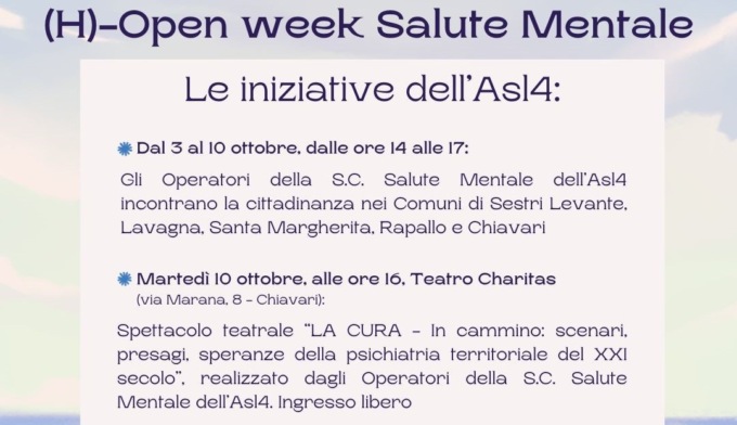 Settimana della Salute mentale, le iniziative della Asl 4