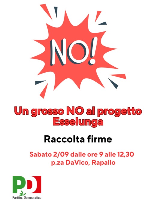 “Un grosso NO al progetto Esselunga”, l’iniziativa del Circolo PD Rapallo