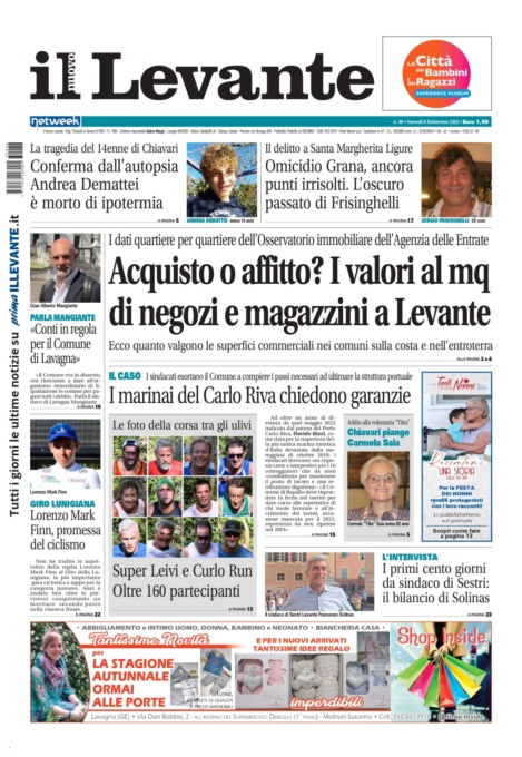 Il Nuovo Levante da oggi in edicola