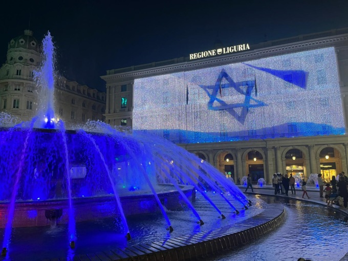Solidarietà ad Israele, il messaggio sul palazzo della Regione
