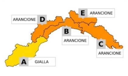 Allerta arancione per temporali su quasi tutta la Liguria